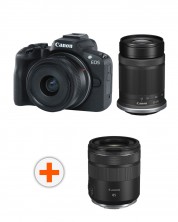 Kamera bez ogledala Canon - EOS R50 + RF-S 18-45mm, f/4.5-6.3 IS STM + 55-210mm, f/5-7.1 IS STM + Objektiv Canon - RF 85mm f/2 Macro IS STM